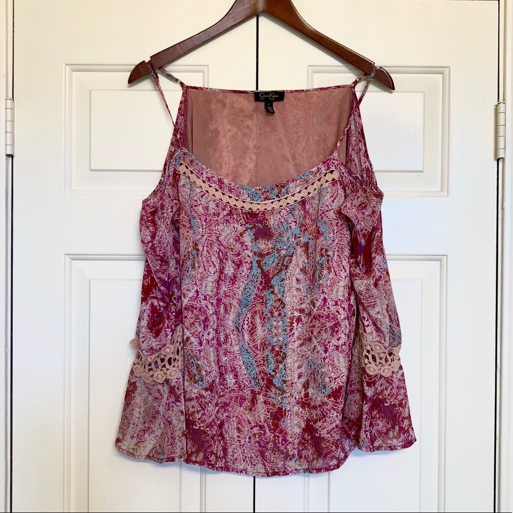 Flowy cold shoulder blouse